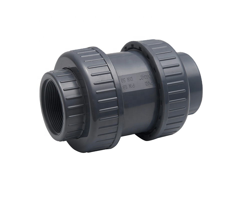 China Ansi Din Medium Pressure Black Pvc Double Union Check Valve Plastic Valve